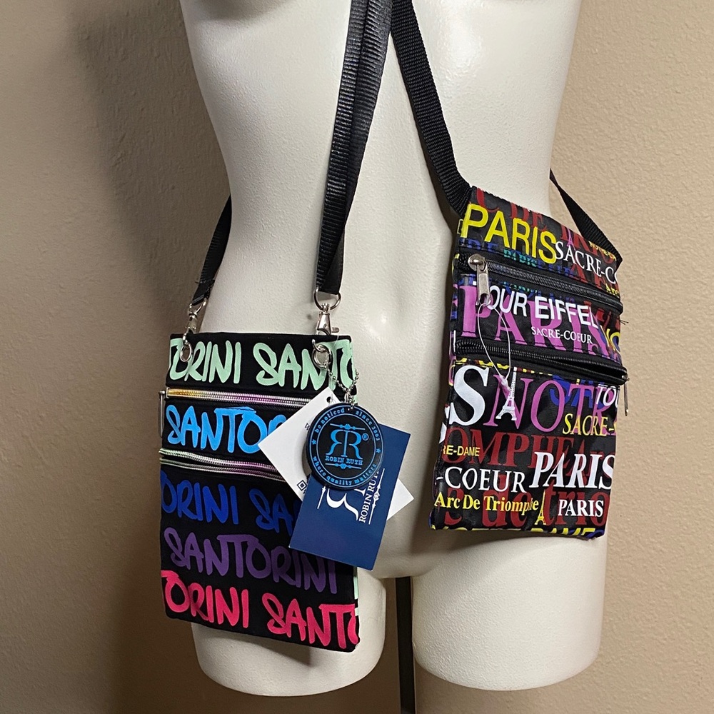 Robin Ruth international city crossbody bag pouches purse Santorini Paris NWT